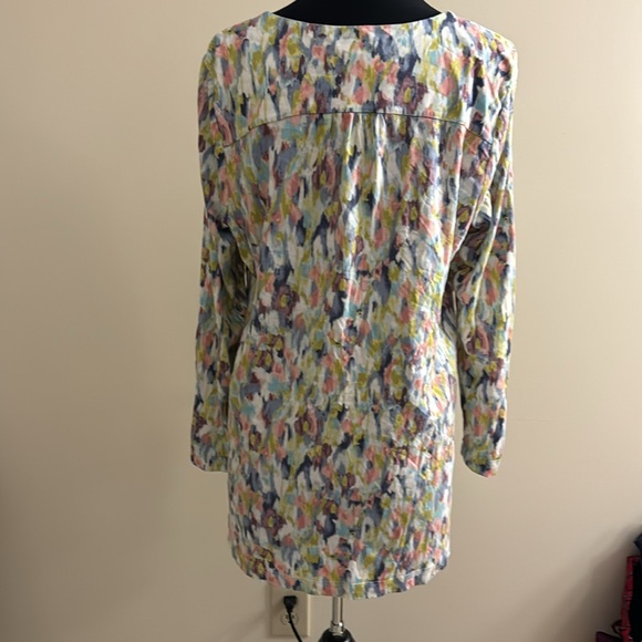 Purejill Multi Color Long Sleeve Top with 2 Front Pockets EUC Size XL - Picture 6 of 10